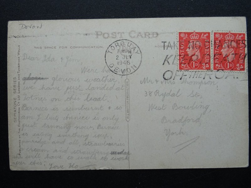 Devon TOTNES LANDING STAGE shows Paddle Steamer DARTMOUTH CASTLE c1940s Postcard