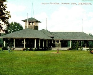 c1900s Memphis, TN Pavilion Overton Park Litho Postcard Cloudy Bell Tower A196