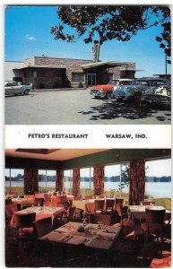 PETRO'S RESTAURANT Roadside WARSAW, IN Diner 1950s Cars 1956 Vintage Postcard