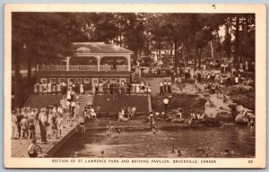 Postcard Brockville Ontario c1946 St. Lawrence Park & Bathing Pavilion RPO