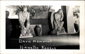 Hiawatha Kansas KS Davis Memorial Statues in Prayer Real Photo Vintage Postcard