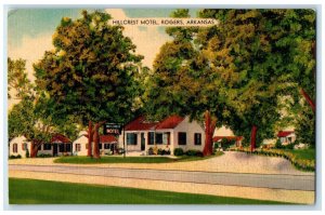 Rogers Arkansas Postcard Hillcrest Motel Ozarks Cottages Exterior Building 1952