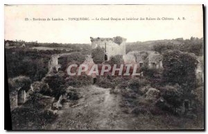 Old Postcard surroundings Tonquedec Lannion Grand Dungeon and Interior of Cas...