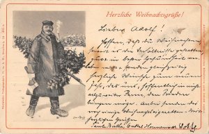 US3148 Herzliche Weihnachtsgruesse Man with Axe Feldpost Germany ww1 1917