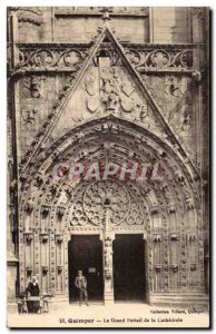 Old Postcard Quimper Grand portal Cathedrale