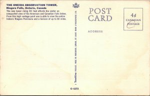 Vtg Oneida Observation Tower Niagara Falls Ontario Canada Unused Postcard