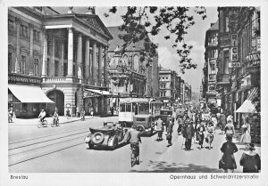 Breslau Poland~Opera house and Schweidnitzerstrasse POSTCARD