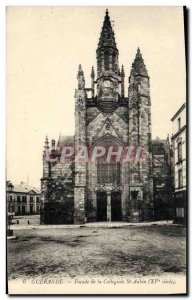 Old Postcard Guerande Facade of the Collegiate St Aubin