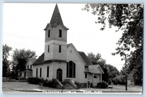 Mora Minnesota MN Postcard RPPC Photo Methodist Church Scene Street c1940's