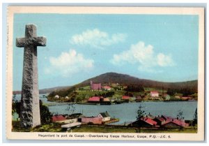 c1940's Overlooking Gaspe Harbour Gaspe P.Q. Canada Vintage Posted Postcard