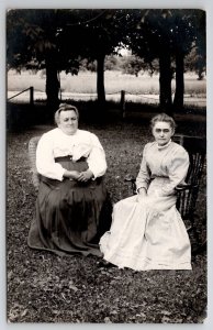 RPPC Two Women Large And Skinny Edwardian Dresses c1908 Real Photo Postcard O28