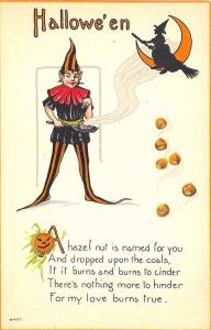 Halloween Witch Moon A Hazel Nut Clown Postcard 