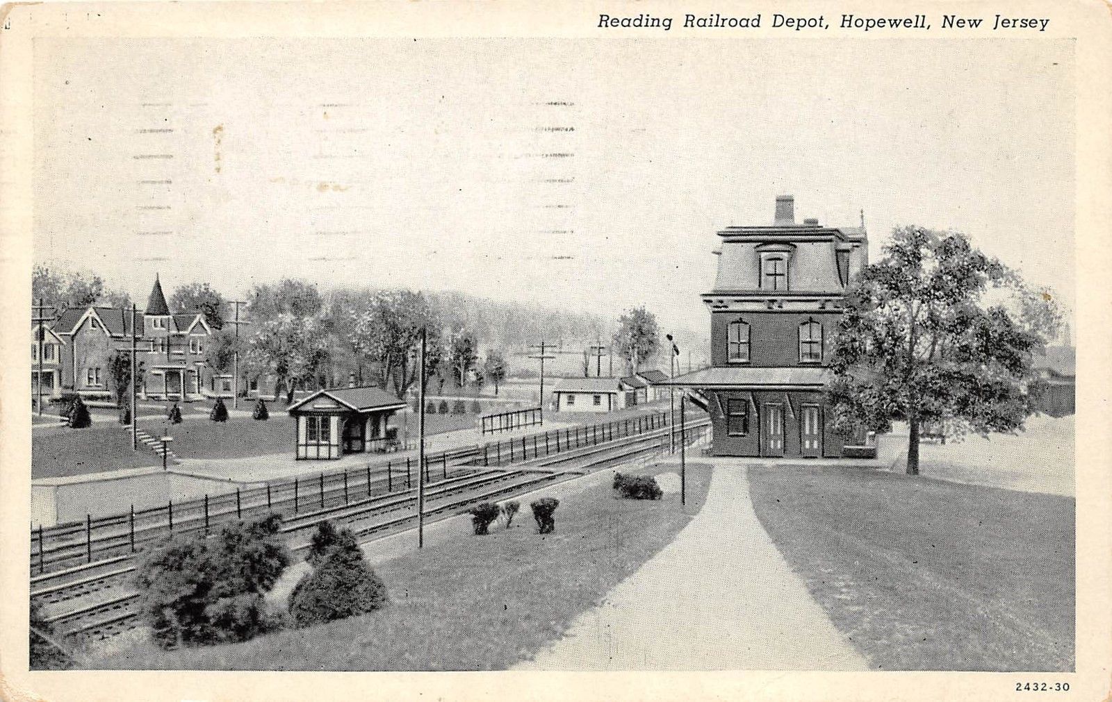 E2/ Hopewell New Jersey NJ Postcard 1943 Reading Railroad Depot Station