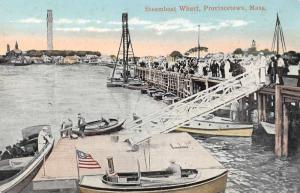 Provincetown Massachusetts steamboat wharf boats people antique pc Z25711