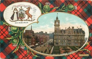 c1906 Postcard Tartan Heraldry MacDuff Clan, Princes St. Edinburgh B & R Camera