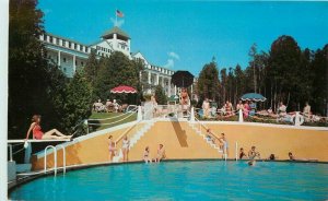 Mackinac Island Michigan Pool Grand Hotel 1950s Cook Postcard 21-9415