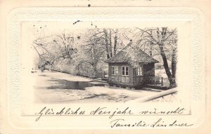 A225 Passepartout 1899 Sweden House in Winter New Year greetingsvintage postcard