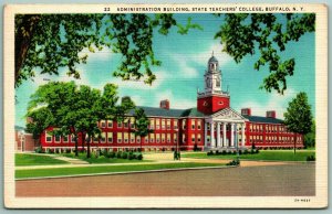 Administration Building State Teachers College Buffalo NY Linen Postcard G7