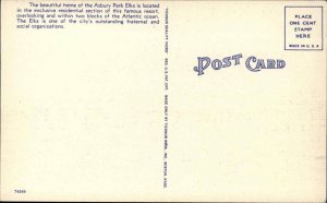 Asbury Park New Jersey NJ BPOE Elks No 128 Fraternal Linen Vintage Postcard