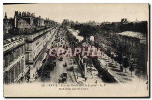 Postcard Old Paris Rue de Rivoli to the Louvre