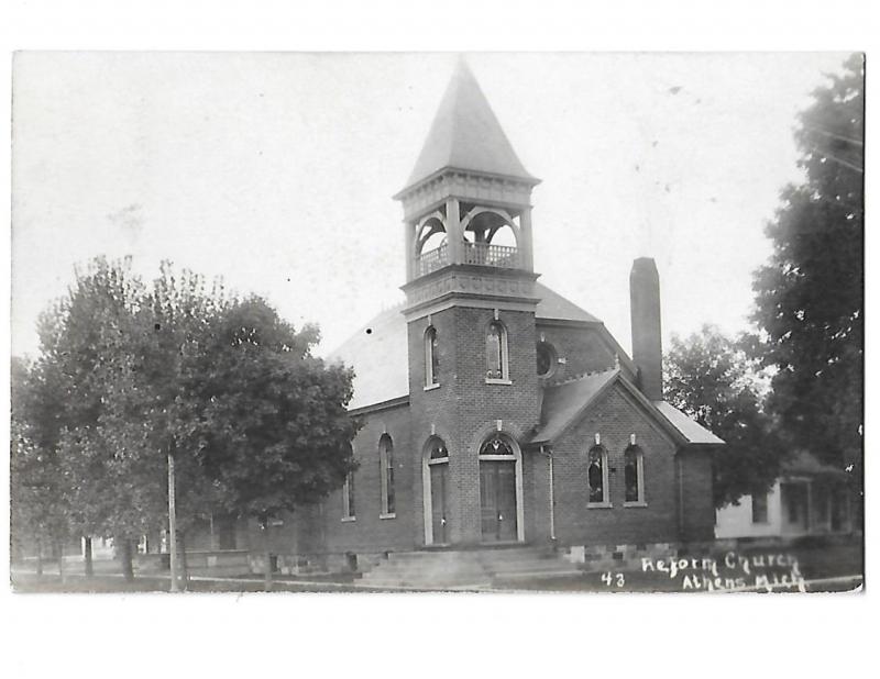 RPPC Reform Church #43 Athens Michigan Mailed 1927 Two Cent Stamp