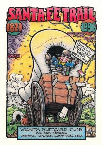 1996 Rick Geary Artist, Santa Fe Trail, Covered Wagon,  NPCW,  Postcard