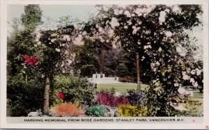 Vancouver BC Harding Memorial from Rose Gardens c1943 Gowen RPPC Postcard E98