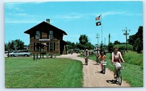 NEW GLARUS, WI Wisconsin ~ BIKE TRAIL & Old RAILROAD DEPOT c1970s Postcard