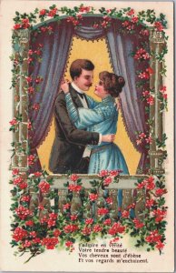 Romantic Couple In Love Embossed Vintage Postcard 09.15