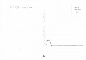 HAMBURG GERMANY JUGENDHERBERGE~YOUTH HOSTEL~RAILROAD TRAIN~DOCK~SHIPS POSTCARD