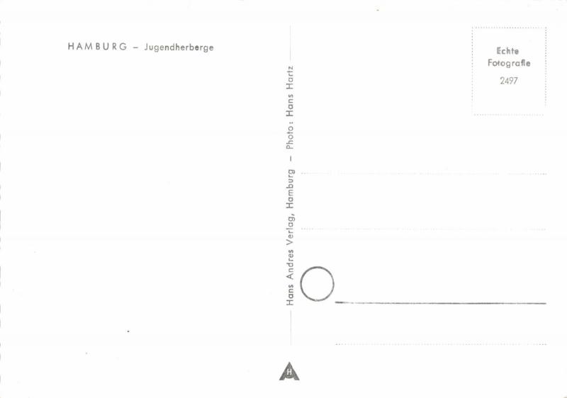 HAMBURG GERMANY JUGENDHERBERGE~YOUTH HOSTEL~RAILROAD TRAIN~DOCK~SHIPS POSTCARD