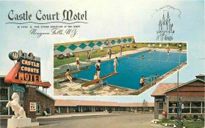 Niagara Falls New York Swimming Pool Castle Court Motel Postcard 21-14160