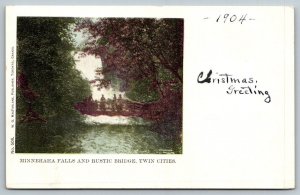 1904  Minneapolis  Minnesota  Christmas Greetings  Minnehaha Falls   Postcard