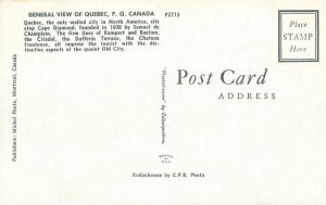 Quebec Canada  General View Atop Cape Diamond Vintage Chrome Postcard