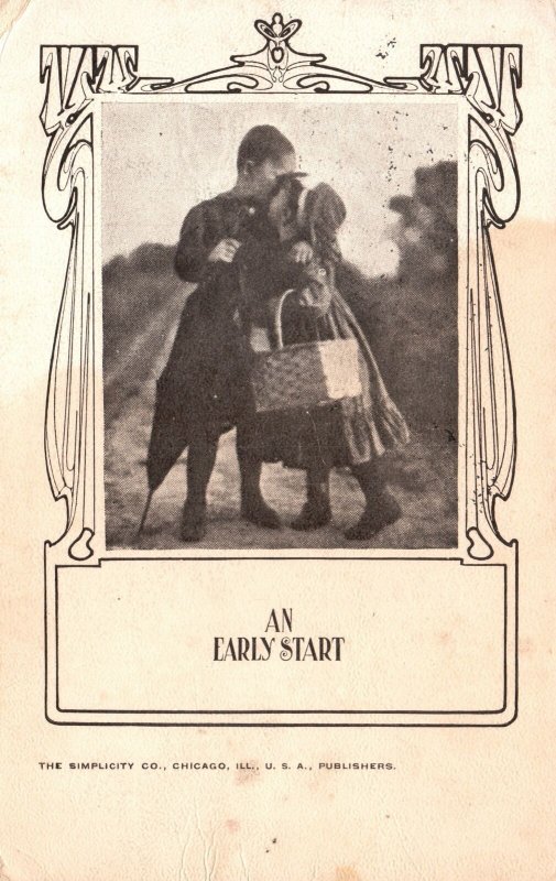 Vintage Postcard 1906 An Easy Start Love Kissing Affection The Simplicity Co.