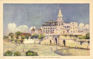 colombia, CARTAGENA, Murralas y Reloj Publico (1940s) Postcard