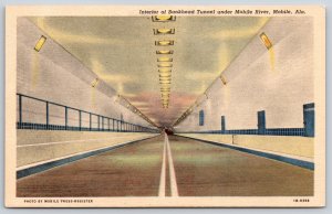 Mobile Alabama~Interior Of Bankhead Tunnel Under Mobile River~Vintage Linen PC