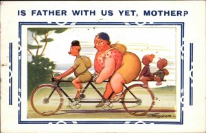 A/s TAYLOR Fat Woman Cute Kids Family TANDEM BICYCLE BIKING Postcard