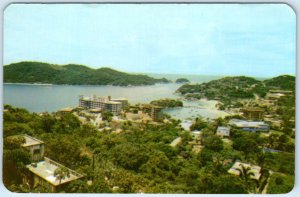 ACAPULCO, MEXICO ~ Panoramic View CALETA y CALETILLA BEACHES Birdseye Postcard