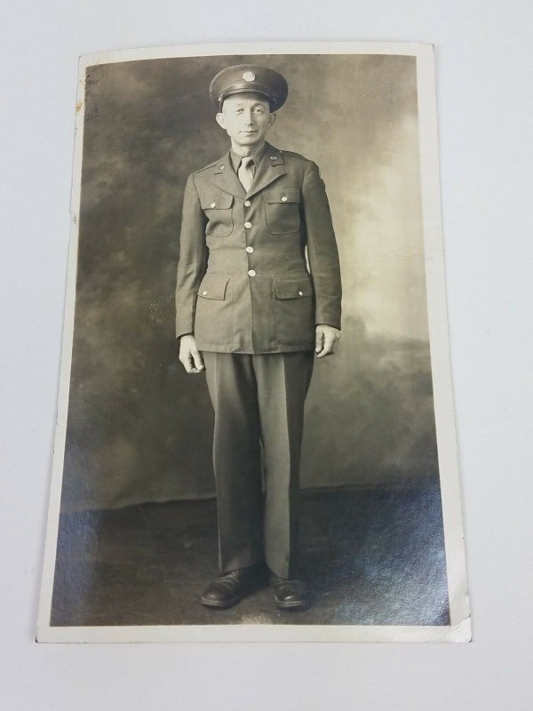 Black and White RPPC U.S. Army World War 2 WWII Serviceman Postcard