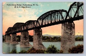 J87/ Parkersburg West Virginia Postcard c1910 Railroad Bridge B&O  1031