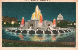 Vintage Postcard 1945 Plaza Fountain Washington DC US Capitol & US Senate Bldg.