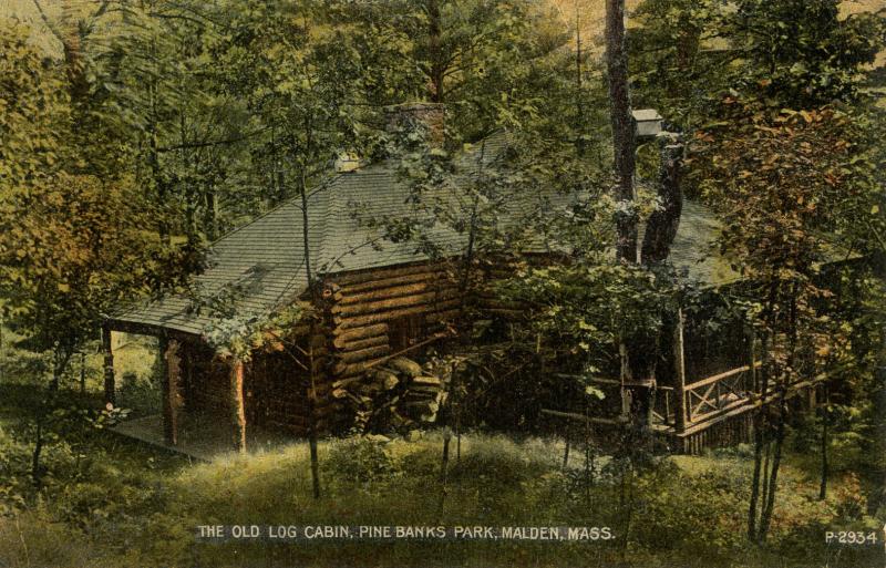 MA - Malden. Pine Banks Park, Log Cabin