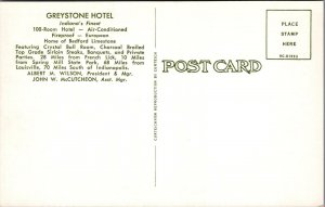 Postcard Greystone Hotel Indiana IN