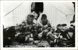 Eskimo Ivory Mukluks Arts Crafts Ethnography Johnston Real Photo Postcard