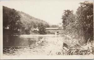 Covered Bridge Hiram Maine ME c1922 Real Photo Postcard E63