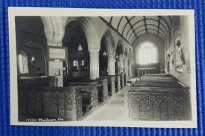 Vintage Interior Cornwall UK Mullion Church RPPC Postcard