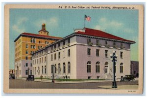 c1930's US Post Office Federal Building Cars Albuquerque New Mexico NM Postcard