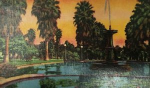 Beverly Hills Park Scene CA Postcard California Linen