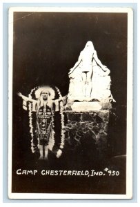 Indian Headdress Camp Chesterfield Indiana IN RPPC Photo Unposted Postcard